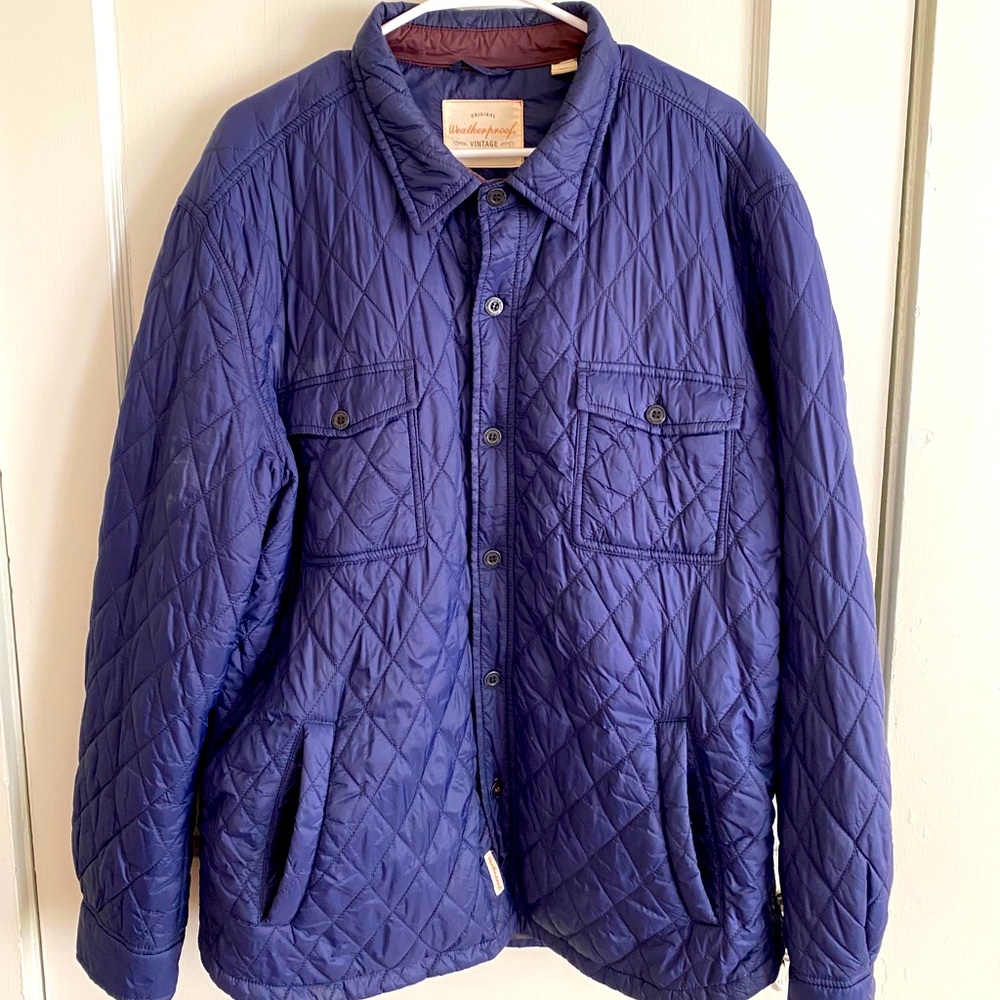 “Weatherproof” quilted utility shirt jacket
